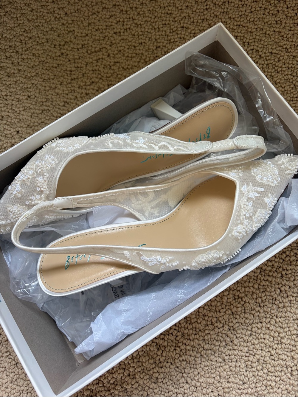 Betsey Johnson Ivory Lace Nikki Slingback Mules